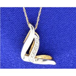 Diamond tutone pendant with chain