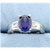 Image 1 : Sterling silver ring with lab Tanzanite & Diamonds