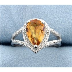 Azotic Topaz & Diamond Sterling silver ring