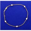 Image 1 : Ankle Bracelet 14k Yellow Gold with 5 Pearls!