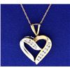 Image 1 : Diamond Heart 10k White & Yellow Gold Pendant with Chain