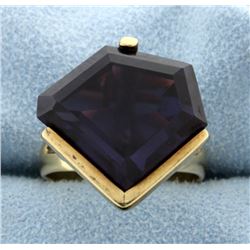 Huge 20 Carat Amethyst Ring in 14k Yellow Gold