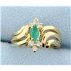 Image 1 : 14k Emerald and Diamond Ring