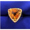 Image 1 : Trillion Cut Citrine & Diamond 18K gold Ring