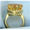 Image 2 : Trillion Cut Citrine & Diamond 18K gold Ring
