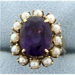 Vintage Amethyst & Seed Pearl Ring