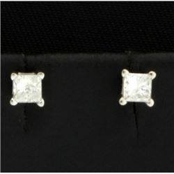 1/4ct Total Weight Princess Diamond Stud Earrings