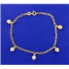 Image 1 : Figaro Chain Bracelet with 5 Dangling Hearts