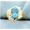 Image 1 : Blue Topaz & Diamond Ring