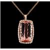 Image 1 : GIA Cert 47.80 ctw Morganite and Diamond Pendant With Chain - 14KT Rose Gold