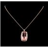 Image 2 : GIA Cert 47.80 ctw Morganite and Diamond Pendant With Chain - 14KT Rose Gold