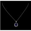 Image 2 : 7.52 ctw Tanzanite and Diamond Pendant With Chain - 14KT White Gold