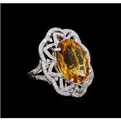 14KT White Gold 10.91 ctw Citrine and Diamond Ring