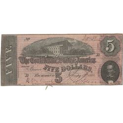 1864 $5 Confederate States of America Bank Note