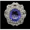 Image 2 : 6.02 ctw Tanzanite and Diamond Ring - 14KT White Gold