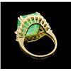 Image 3 : GIA Cert 9.38 ctw Emerald and Diamond Ring - 14KT Yellow Gold