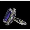 Image 3 : 14.43 ctw Tanzanite, Tsavorite, and Diamond Ring - 14KT White Gold