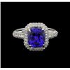 Image 2 : 3.65 ctw Tanzanite and Diamond Ring - 14KT White Gold