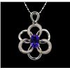 Image 1 : 14KT White Gold 2.50 ctw Tanzanite and Diamond Pendant With Chain