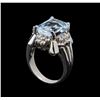Image 4 : 14KT White Gold 4.60 ctw Aquamarine and Diamond Ring