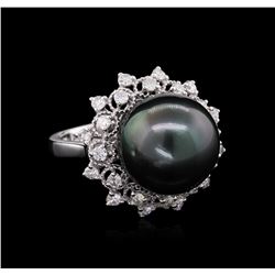 Pearl and Diamond Ring - 14KT White Gold