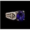 Image 1 : 14KT White Gold 4.10 ctw Tanzanite and Diamond Ring