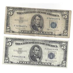 1953 $5 Silver Certificate Currency Lot of 2