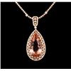 Image 2 : 14KT Rose Gold GIA Certified 42.02 ctw Morganite and Diamond Pendant With Chain