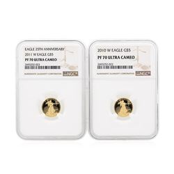 2010-2011-W NGC PF70 Ultra Cameo $5 Eagle Gold Coin Set