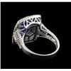 Image 3 : 3.45 ctw Tanzanite and Diamond Ring - 14KT White Gold