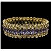 Image 2 : 14KT Yellow Gold 20.84 ctw Tanzanite and Diamond Bracelet