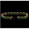 Image 3 : 14KT Rose Gold 20.90 ctw Emerald and Diamond Bracelet