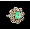 Image 1 : 14KT White Gold 2.96 ctw Emerald and Diamond Ring