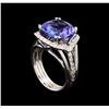 Image 4 : 6.11 ctw Tanzanite and Diamond Ring - 14KT White Gold