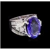 Image 1 : 8.85 ctw Tanzanite and Diamond Ring - 14KT White Gold