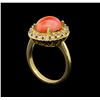 Image 4 : 14KT Yellow Gold 3.20 ctw Coral and Diamond Ring