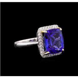 14KT White Gold 6.80 ctw Tanzanite and Diamond Ring