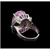 Image 3 : 14KT White Gold GIA Certified 20.25 ctw Kunzite and Diamond Ring