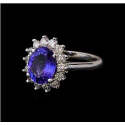 3.04 ctw Tanzanite and Diamond Ring - 14KT White Gold