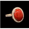 Image 1 : 14KT Rose Gold 10.94 ctw Coral and Diamond Ring