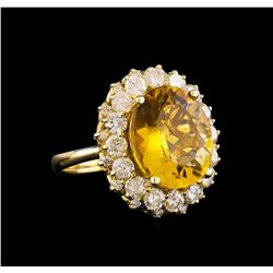 14KT Yellow Gold 6.17 ctw Citrine and Diamond Ring