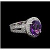 Image 1 : 4.77 ctw Amethyst and Diamond Ring - 14KT White Gold