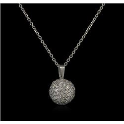 1.40 ctw Diamond Pendant With Chain - 14KT White Gold