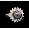 Image 1 : 14KT White Gold Pearl and Diamond Ring