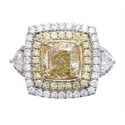 GIA Cert 4.23 ctw Fancy Yellow Diamond Ring - 18KT Two-Tone Gold