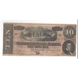 1864 $10 Confederate States of America Bank Note