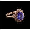 Image 1 : 3.38 ctw Tanzanite and Diamond Ring - 14KT Rose Gold