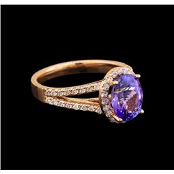 14KT Rose Gold 2.33 ctw Tanzanite and Diamond Ring