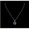 Image 1 : 5.36 ctw Tanzanite and Diamond Pendant - 14KT White Gold