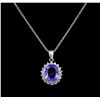 Image 2 : 5.36 ctw Tanzanite and Diamond Pendant - 14KT White Gold